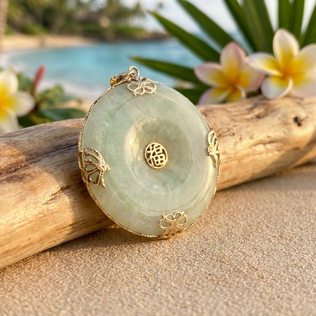 Jadeite "Fu" Good Fortune Pendant