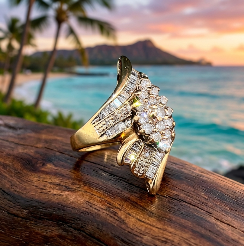 Vintage 1-Carat Diamonds & 10K Bypass Form Fashion Ring