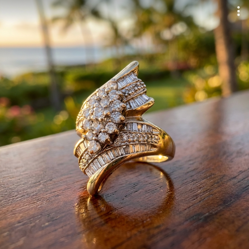 Vintage 1-Carat Diamonds & 10K Bypass Form Fashion Ring