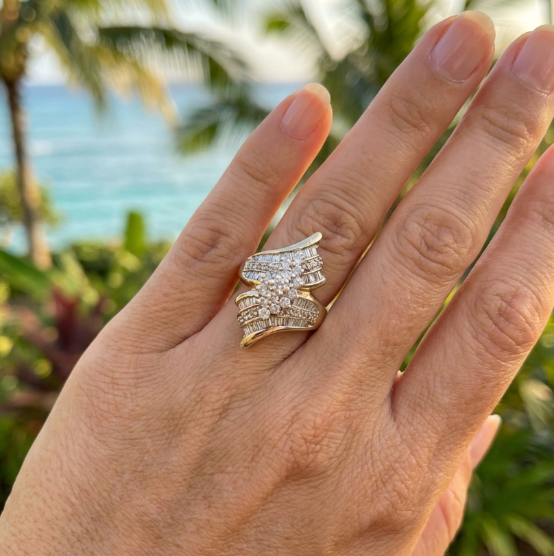 Vintage 1-Carat Diamonds & 10K Bypass Form Fashion Ring
