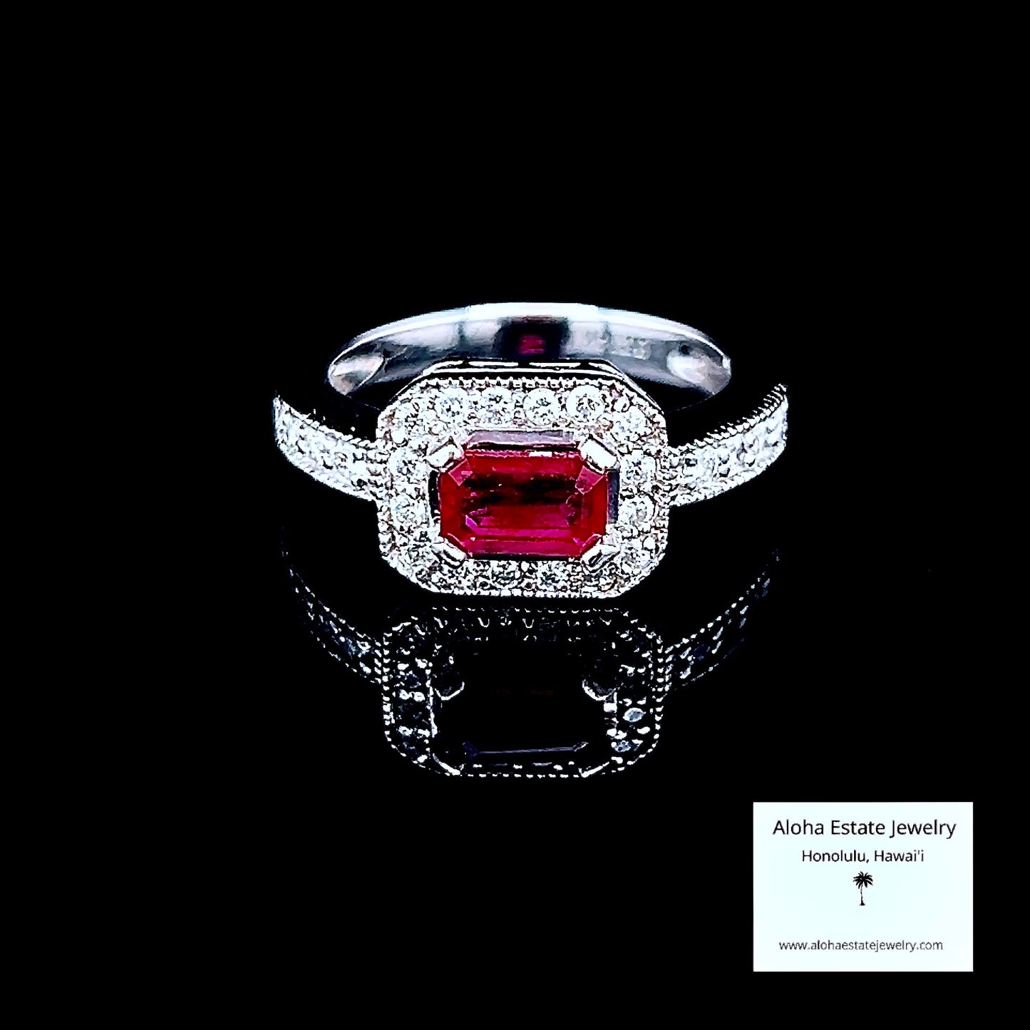 Hawaiian Estate  14K 1-Carat Burmese Ruby & Diamond Ring