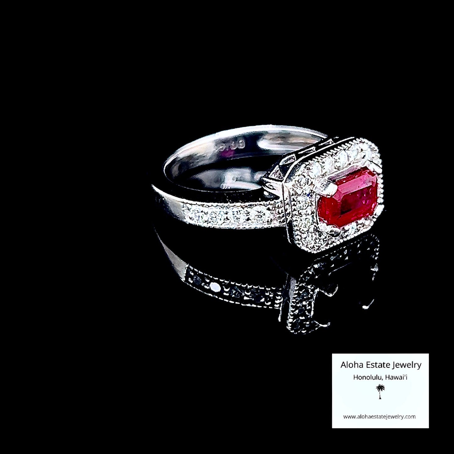 Hawaiian Estate  14K 1-Carat Burmese Ruby & Diamond Ring