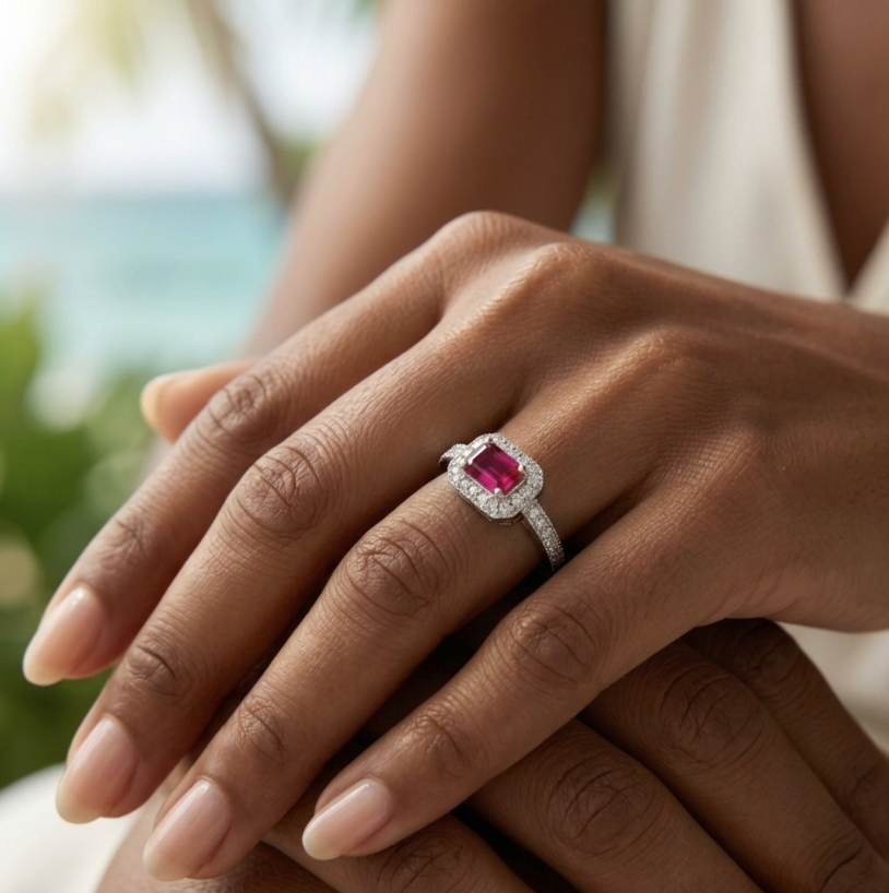 Hawaiian Estate  14K 1-Carat Burmese Ruby & Diamond Ring