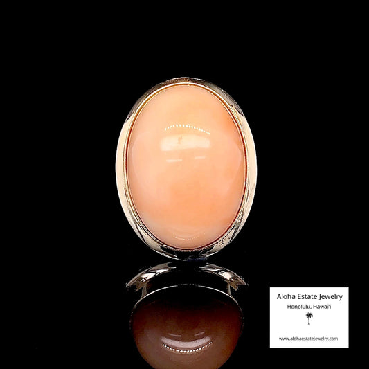 Vintage Impressively Large 14K+ Angel Skin Coral Ring