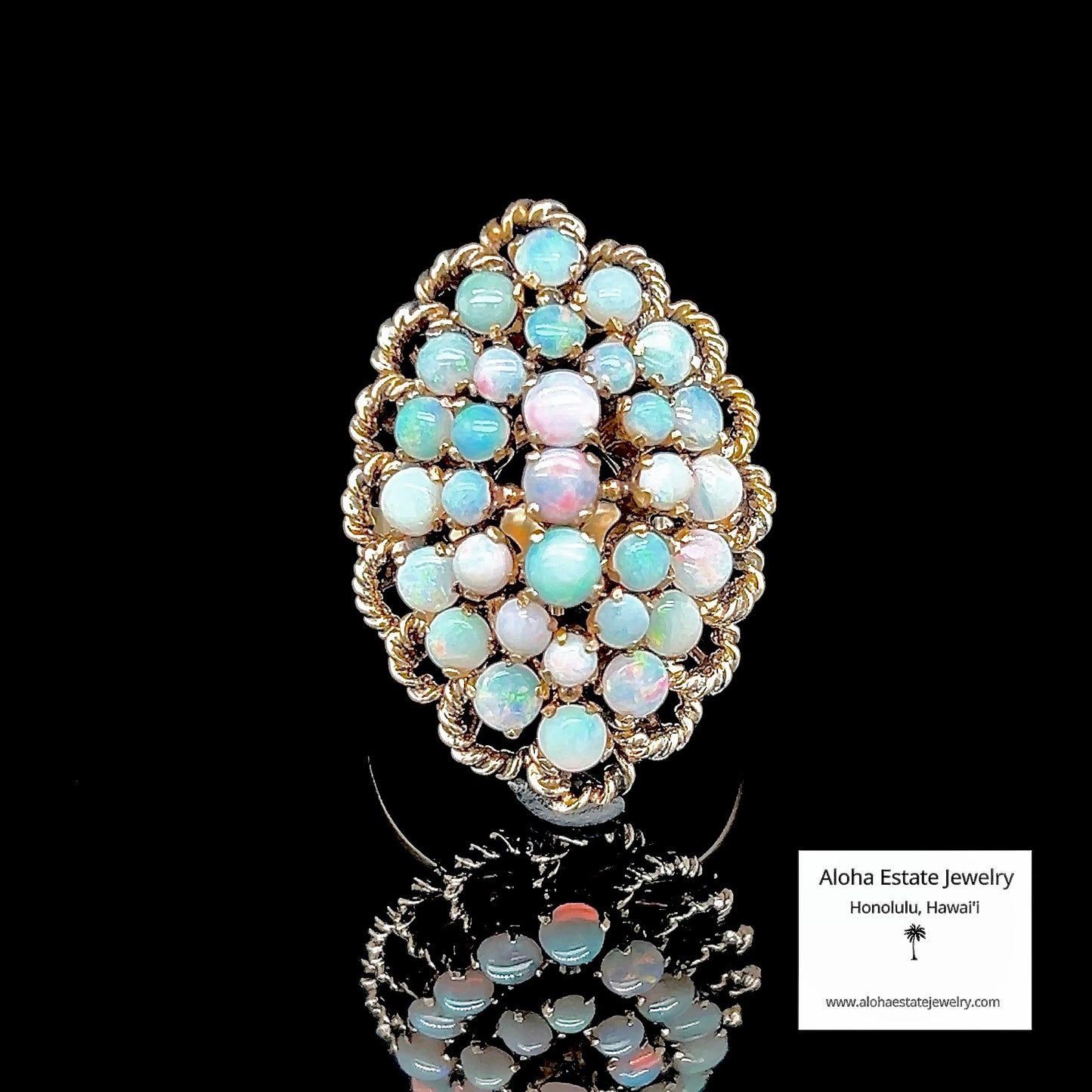 Australian 31-Opal Snowball or Bombe Design Ring 14k Gold