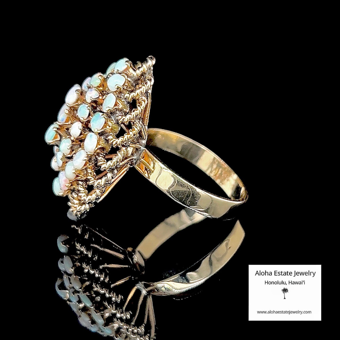 Australian 31-Opal Snowball or Bombe Design Ring 14k Gold