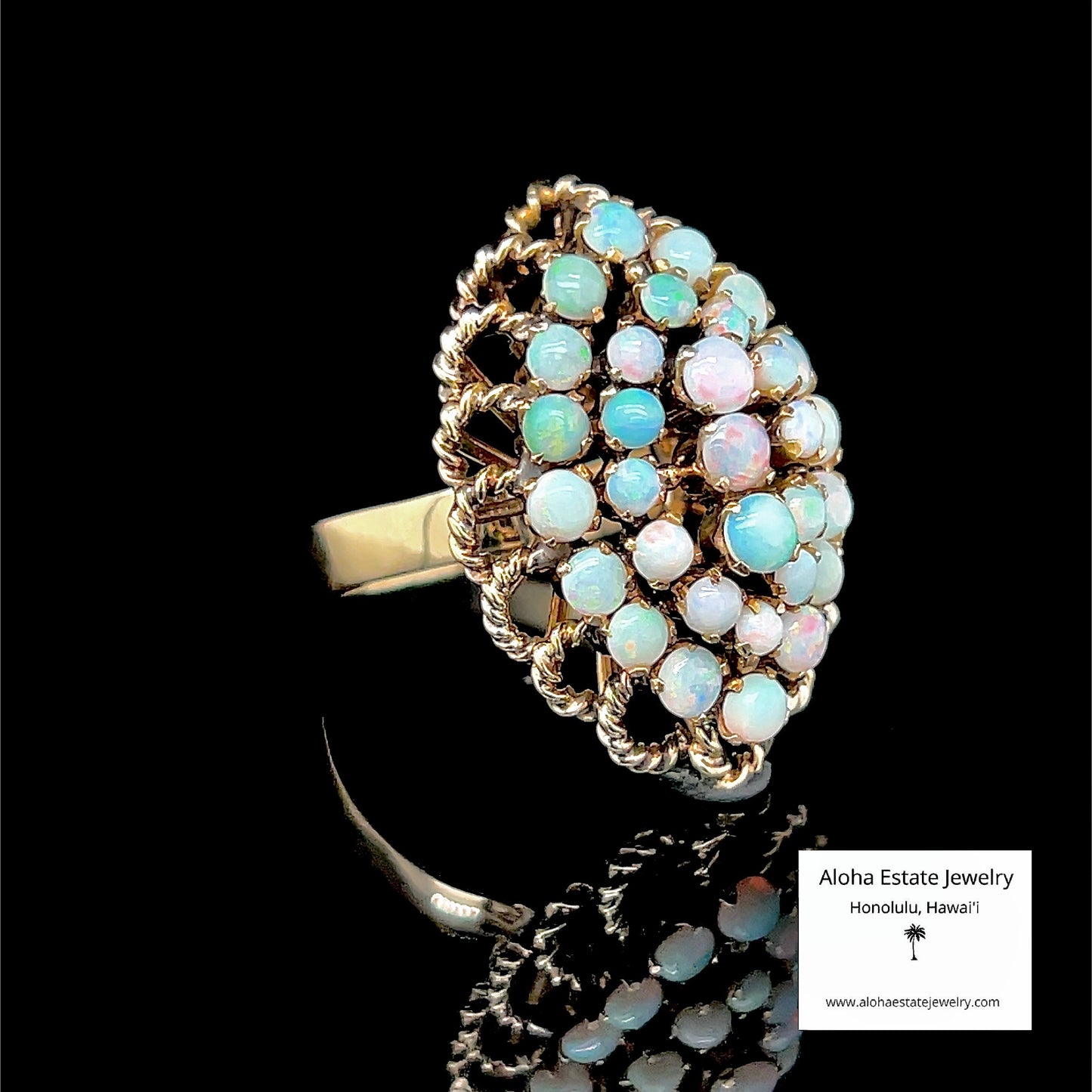 Australian 31-Opal Snowball or Bombe Design Ring 14k Gold
