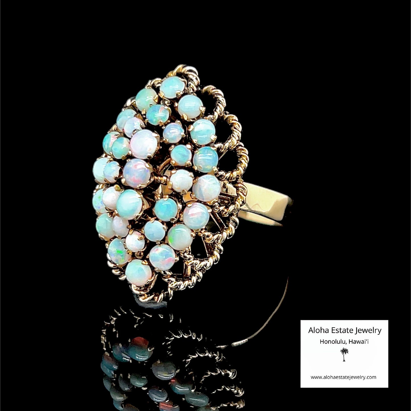 Australian 31-Opal Snowball or Bombe Design Ring 14k Gold