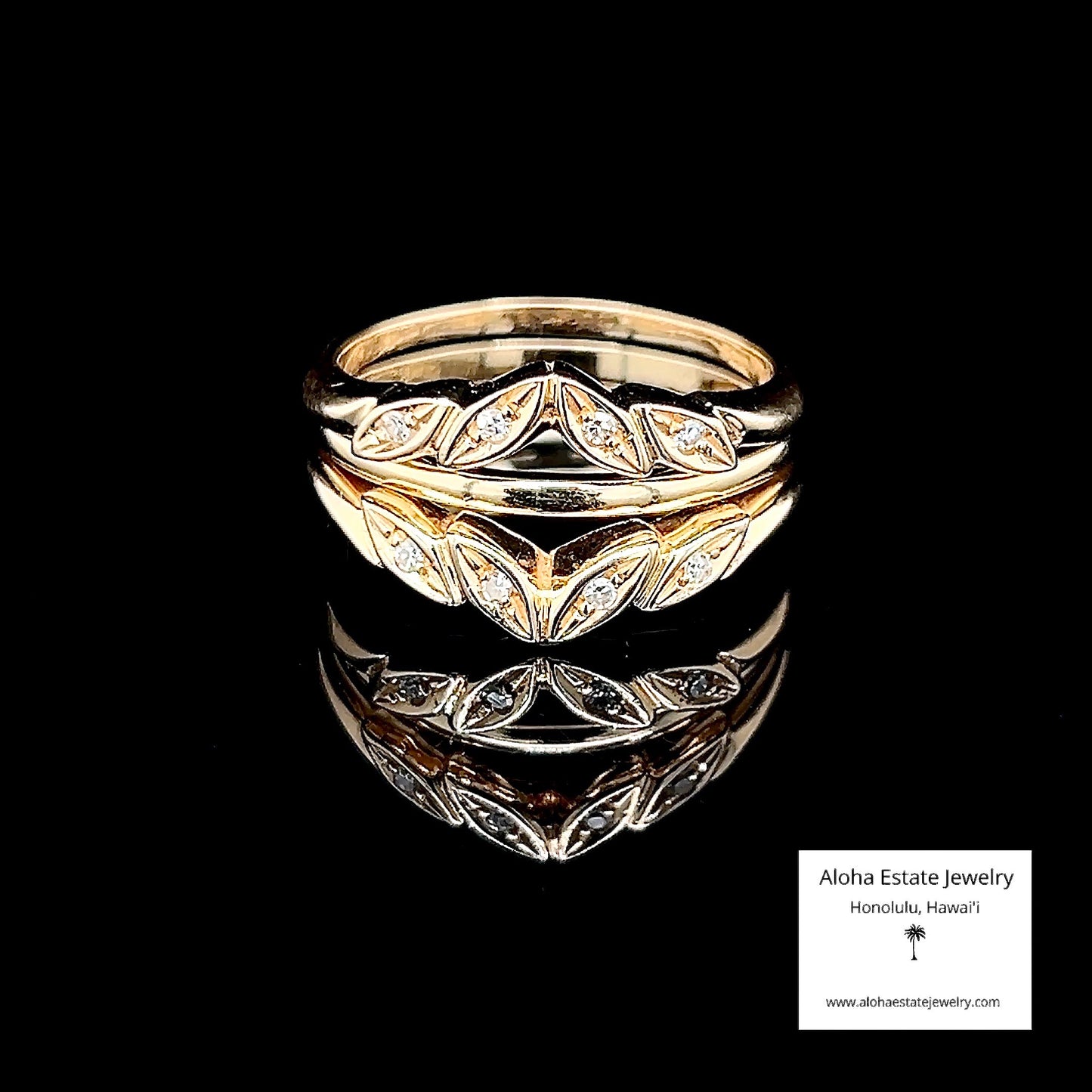 14K Wedding Band With Diamond Guard / Enhancer