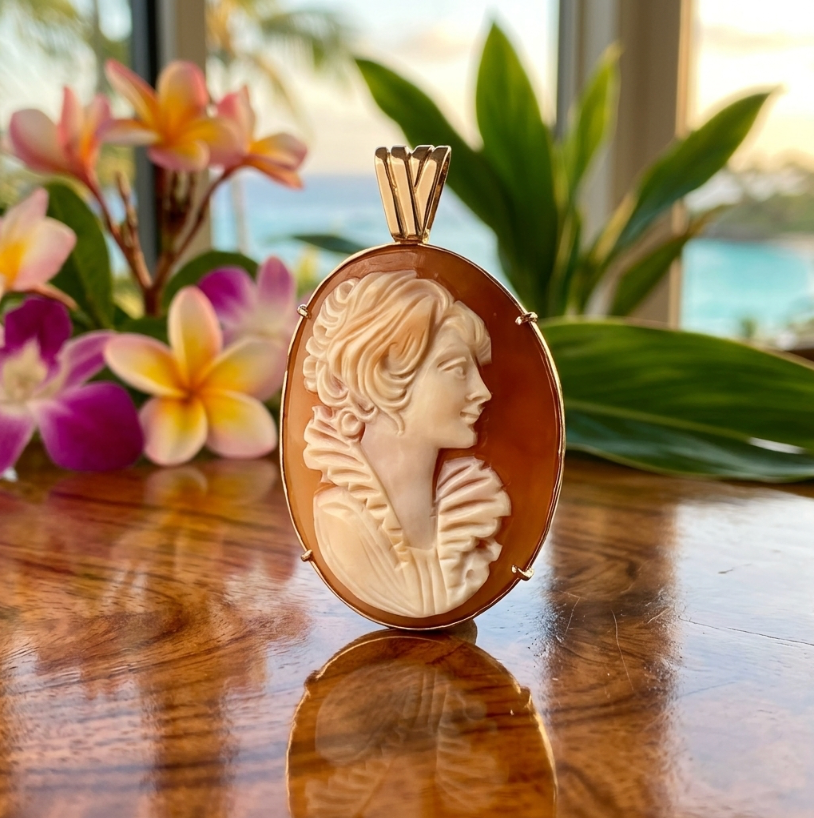 Vintage 1960s Italian Hand Carved Shell Cameo