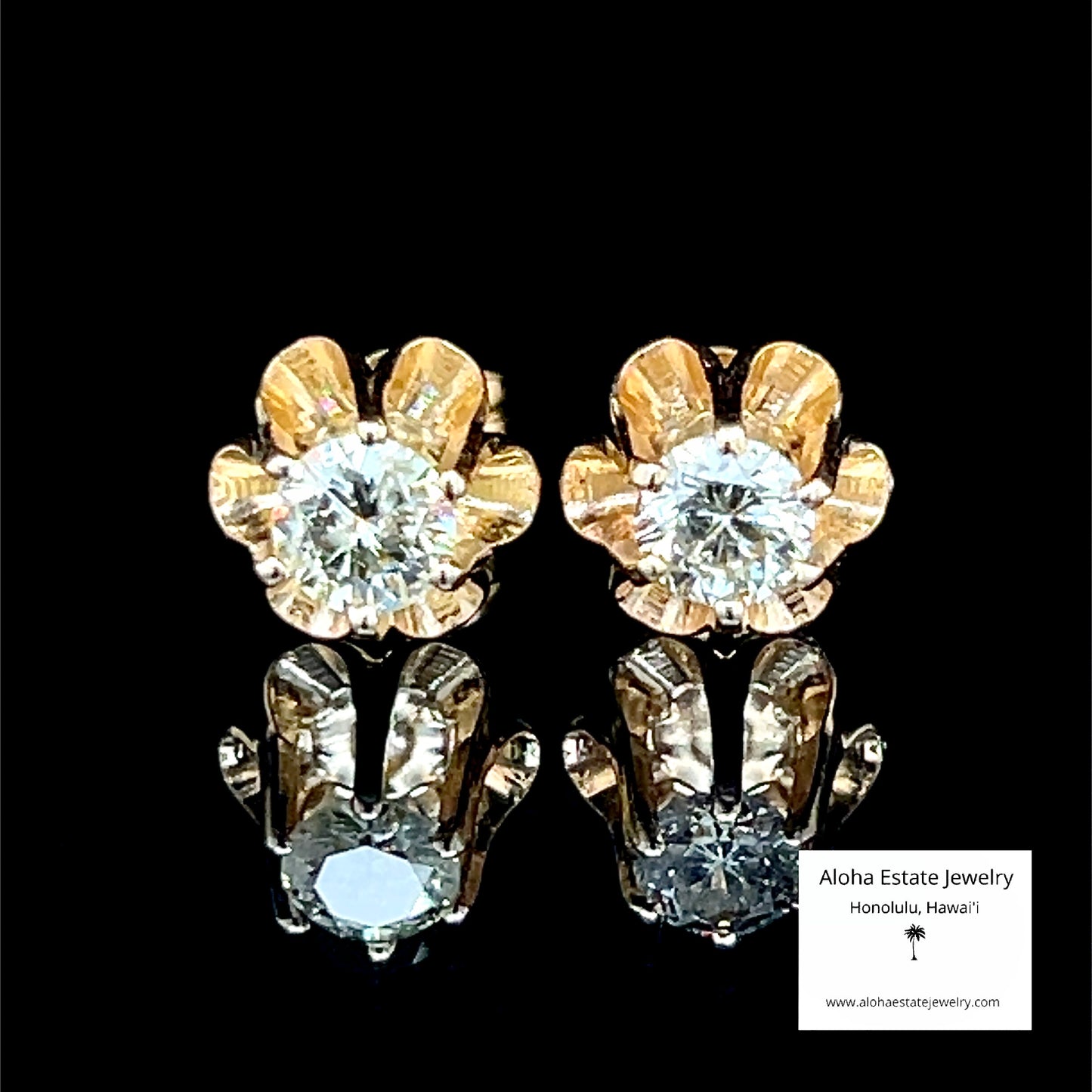 1-Carat TW Natural Diamond Stud Earrings - Vintage