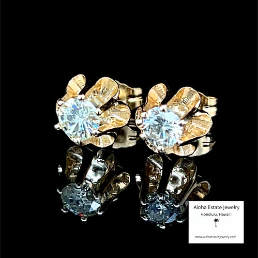 1-Carat TW Natural Diamond Stud Earrings - Vintage