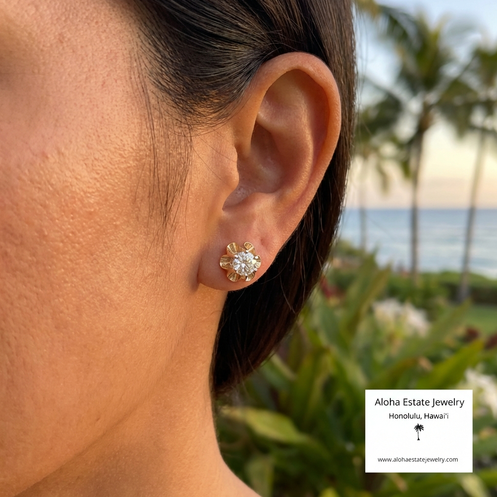 1-Carat TW Natural Diamond Stud Earrings - Vintage