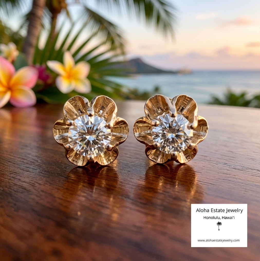 1-Carat TW Natural Diamond Stud Earrings - Vintage