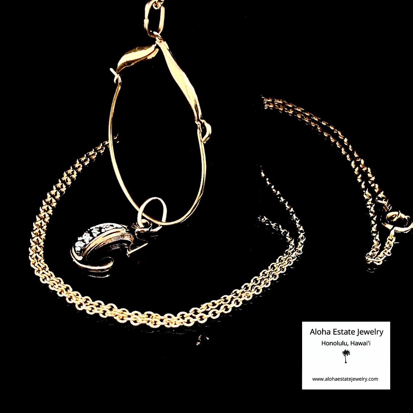 Diamond “C” Initial Charm Holder Necklace 14K Yellow Gold