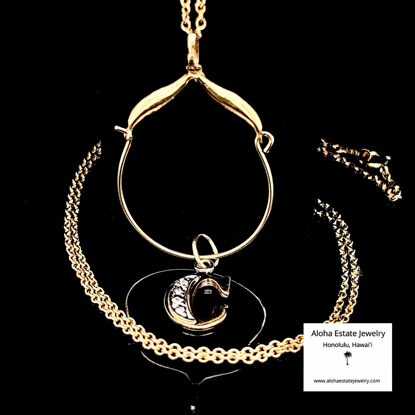 Diamond “C” Initial Charm Holder Necklace 14K Yellow Gold