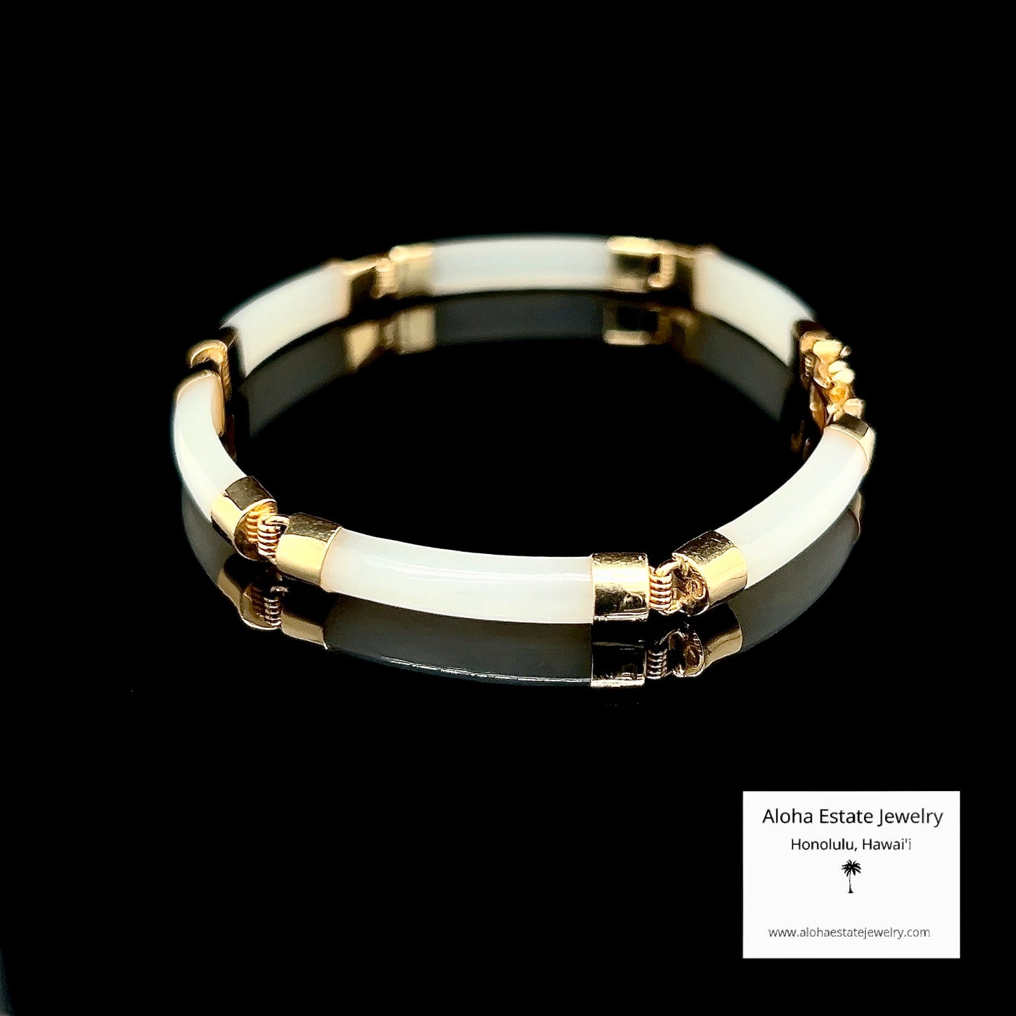 Vintage White Nephrite "Mutton Fat" Jade Link Bracelet