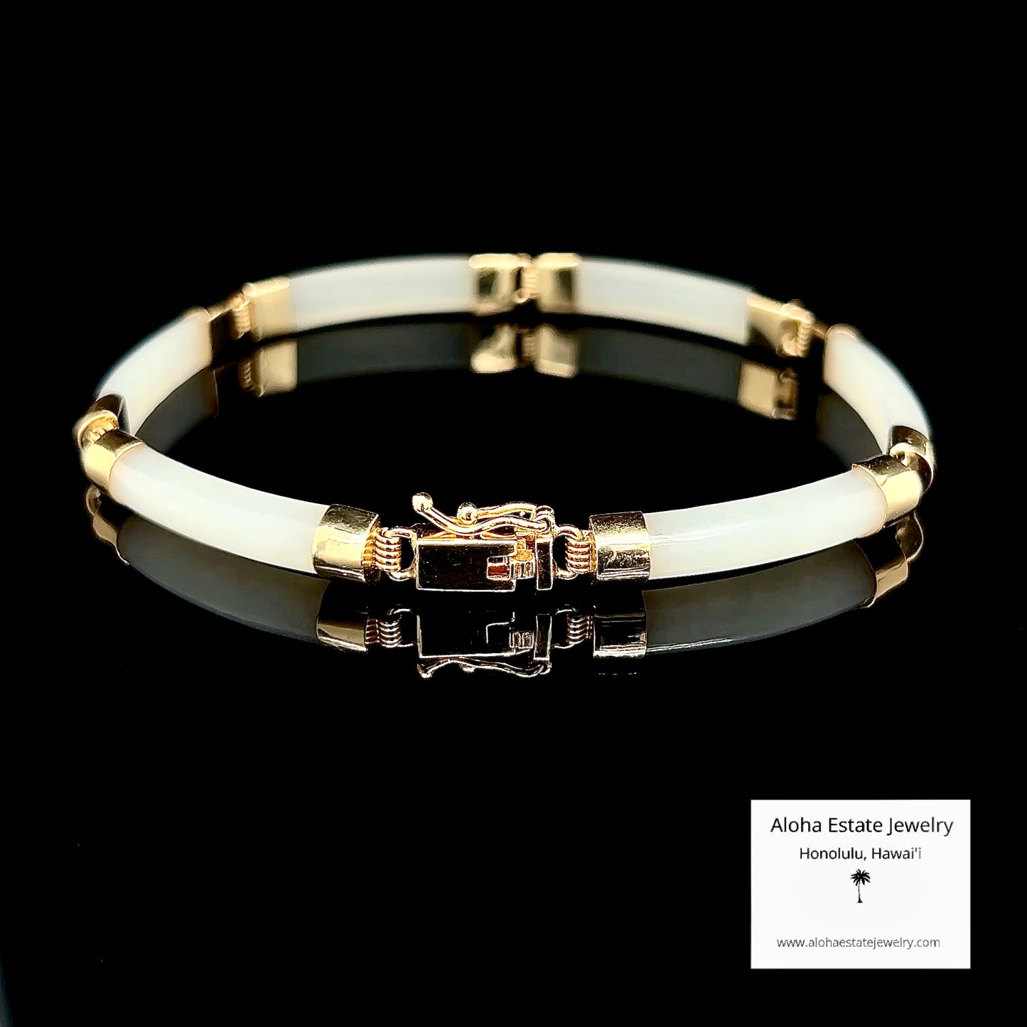 Vintage White Nephrite "Mutton Fat" Jade Link Bracelet