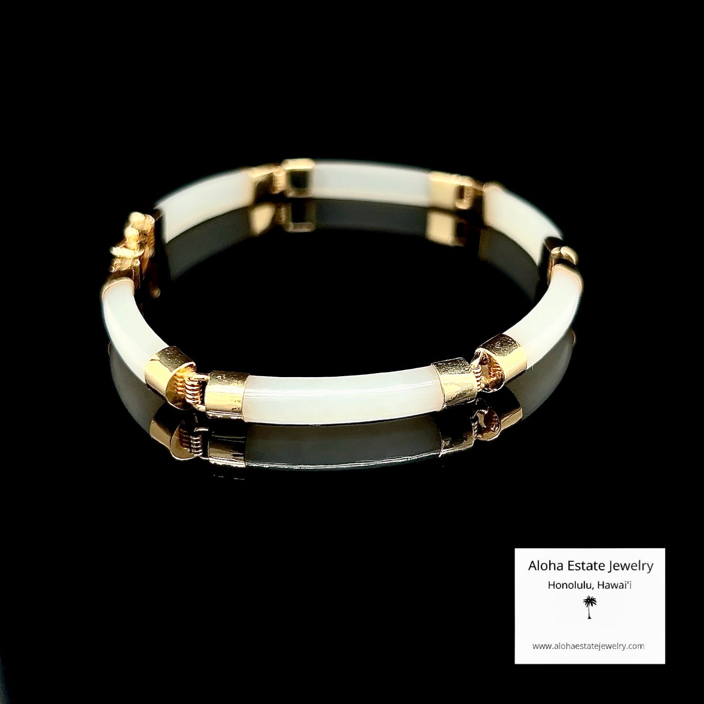 Vintage White Nephrite "Mutton Fat" Jade Link Bracelet