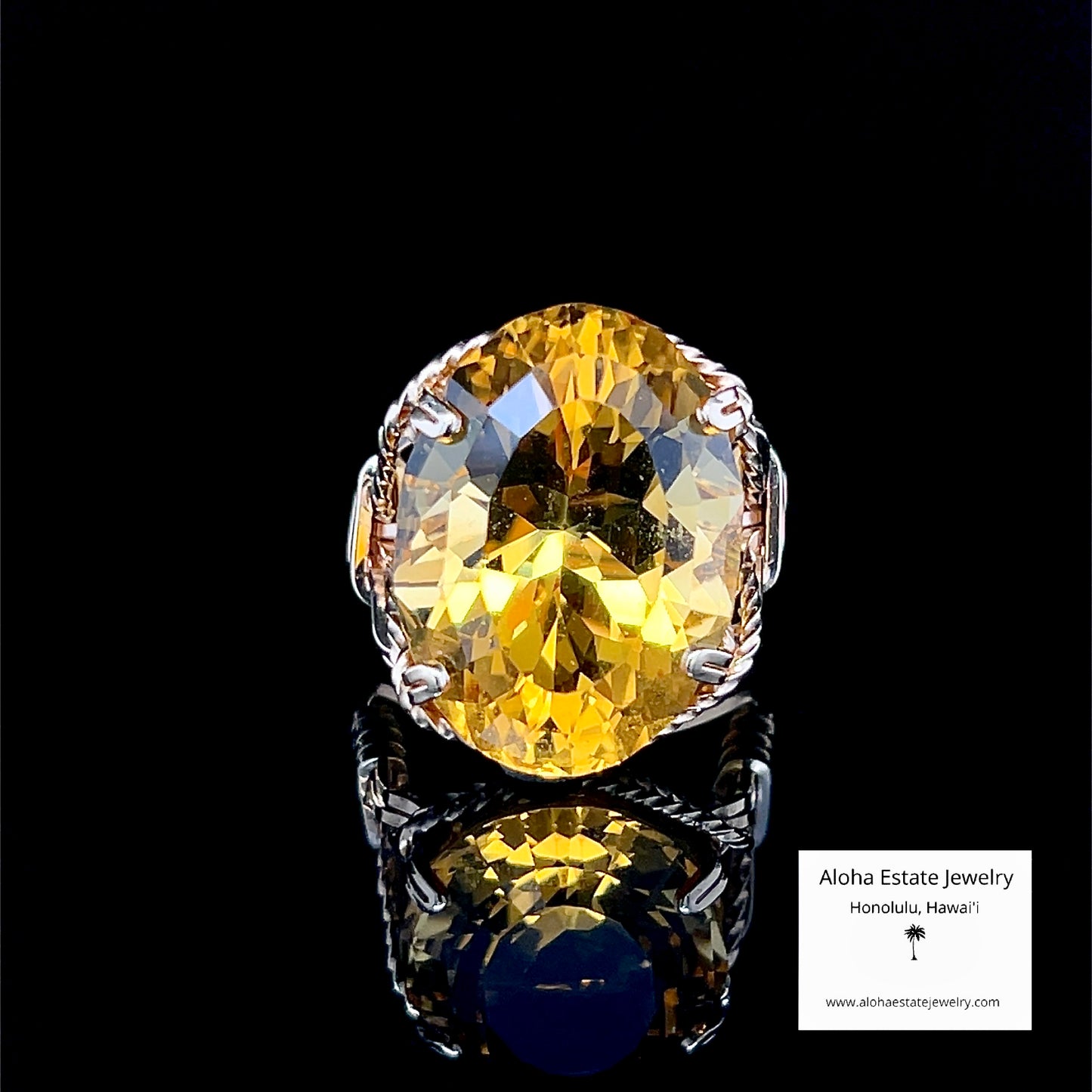 Large Oval Cut Brazilian Citrine in 14K Setting