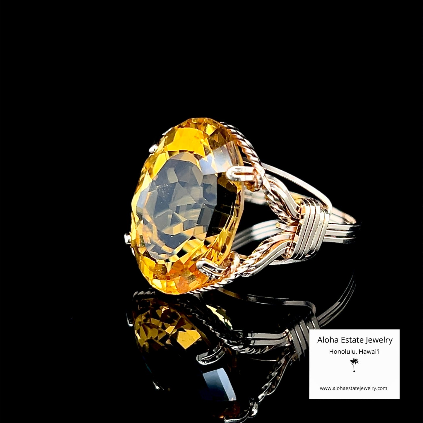 Large Oval Cut Brazilian Citrine in 14K Setting