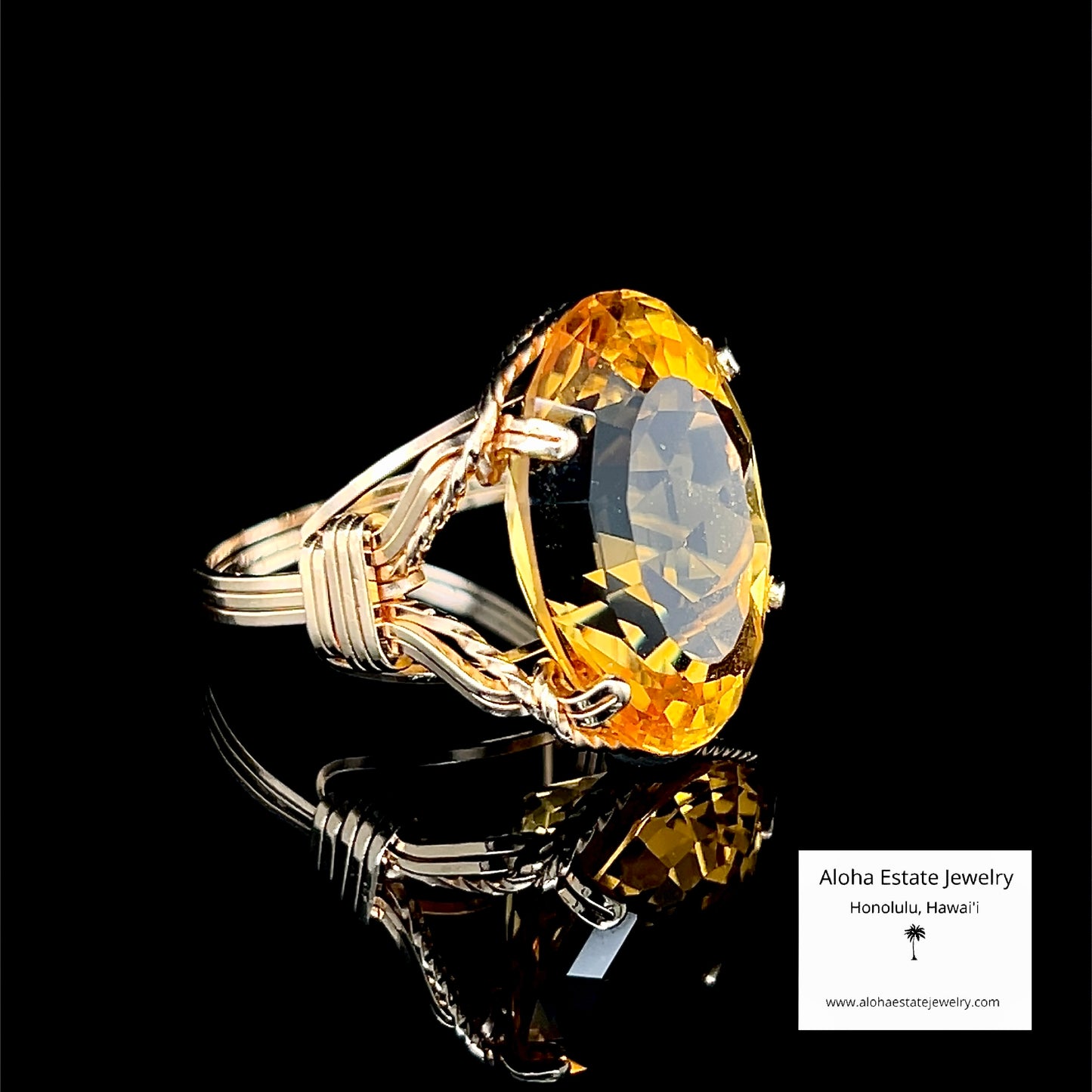 Large Oval Cut Brazilian Citrine in 14K Setting