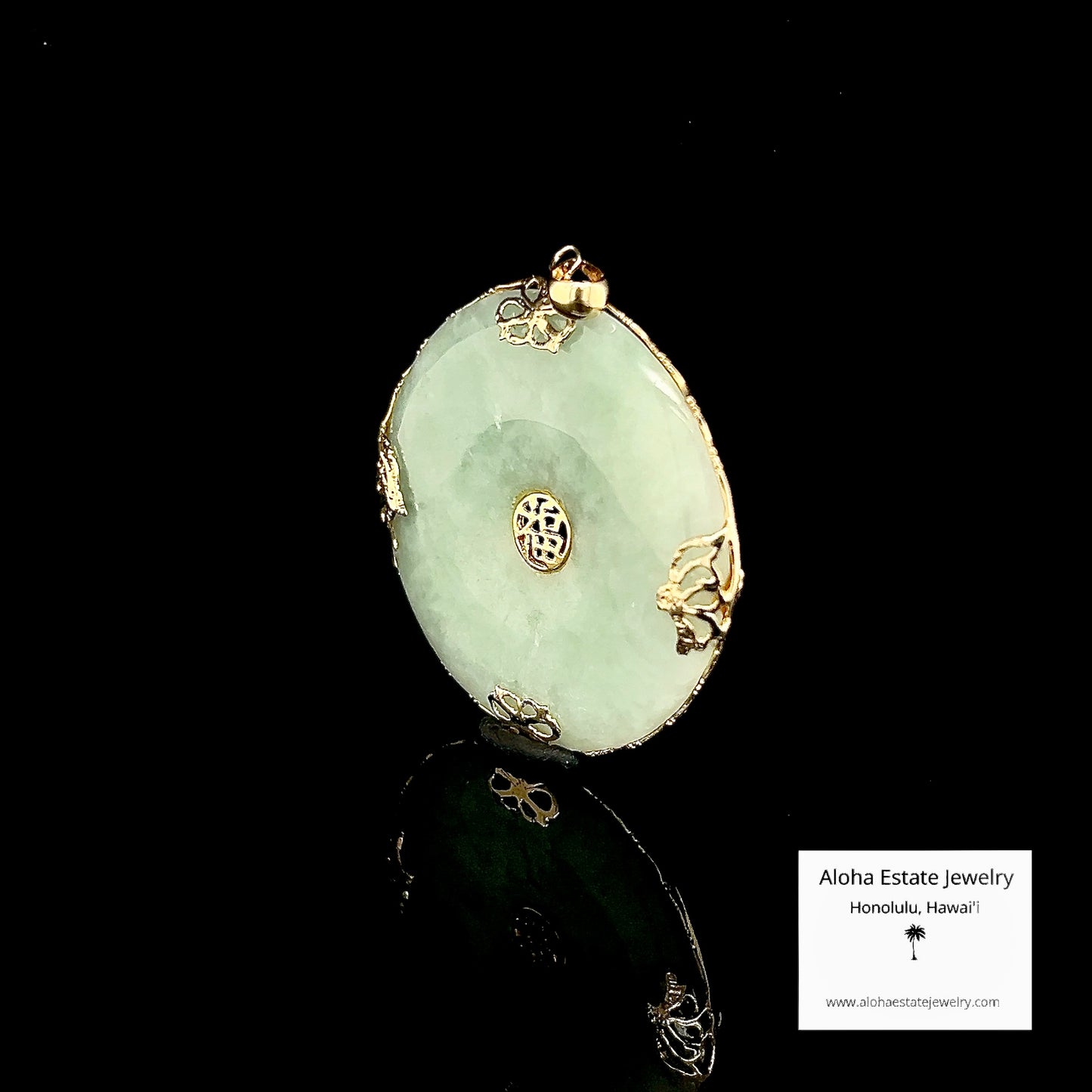 Jadeite "Fu" Good Fortune Pendant