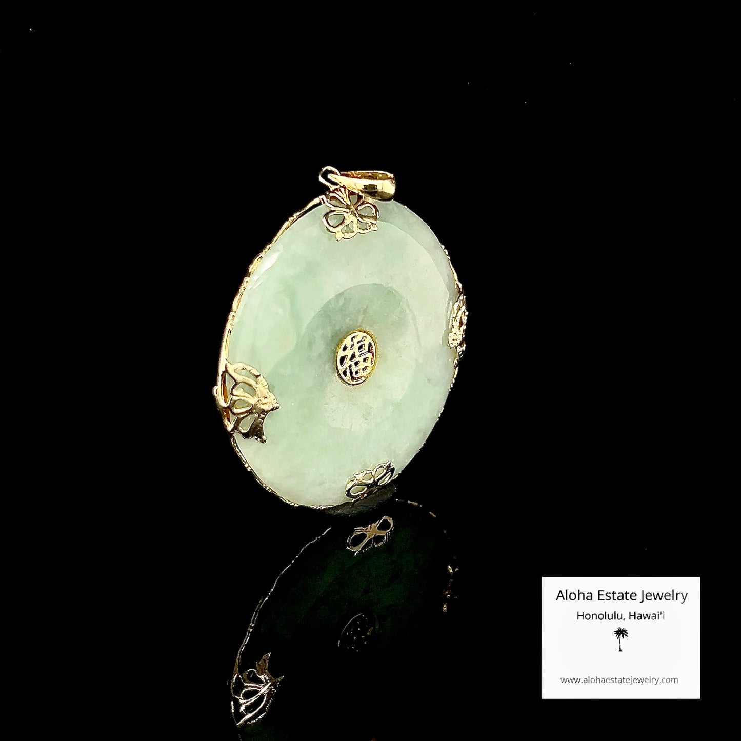 Jadeite "Fu" Good Fortune Pendant