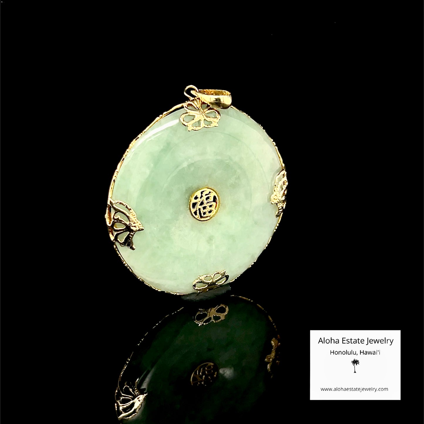 Jadeite "Fu" Good Fortune Pendant