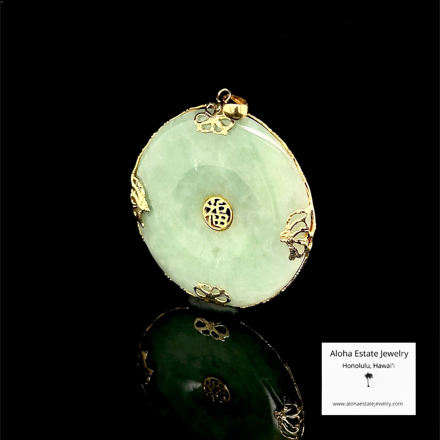 Jadeite "Fu" Good Fortune Pendant