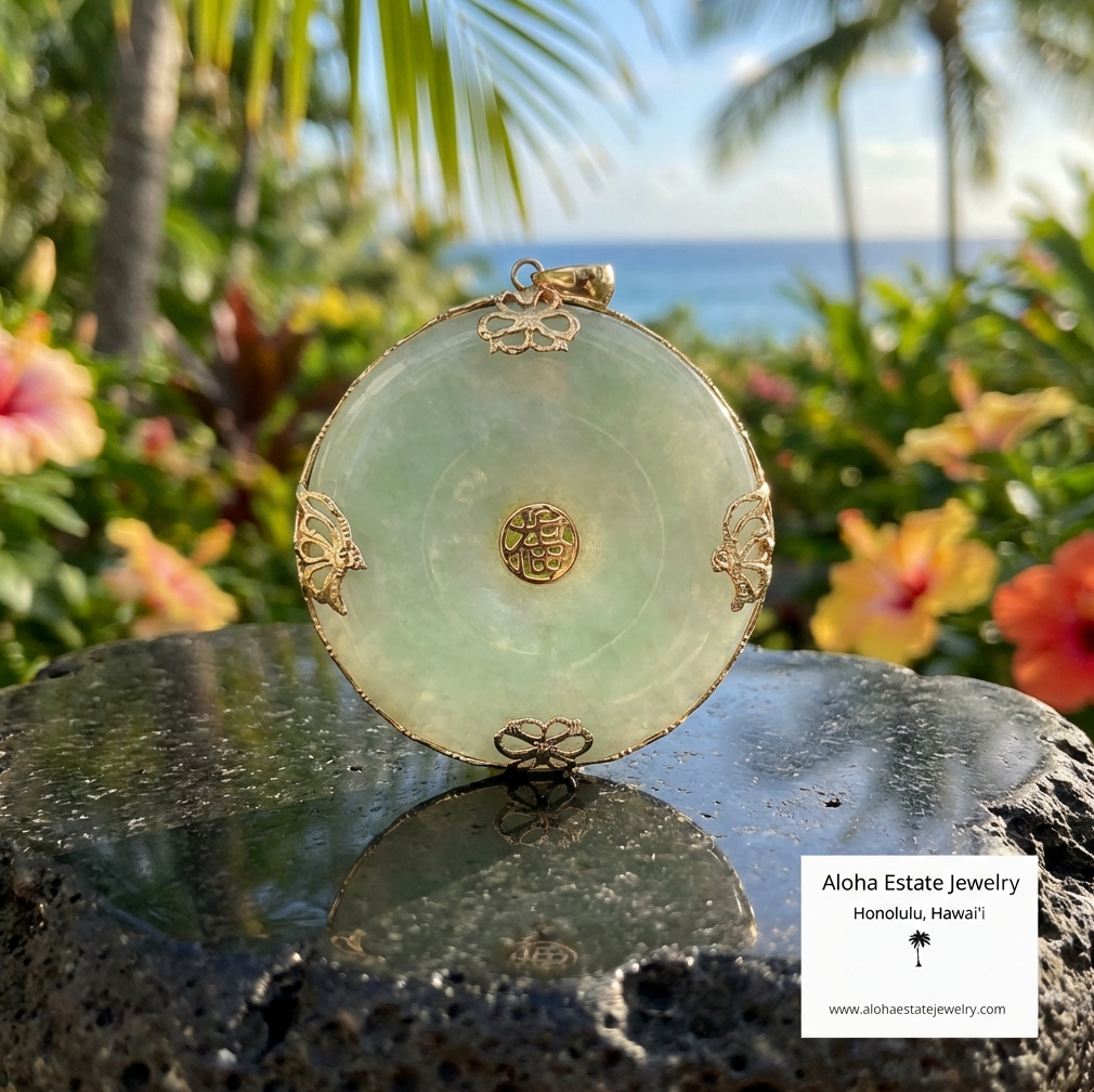 Jadeite "Fu" Good Fortune Pendant