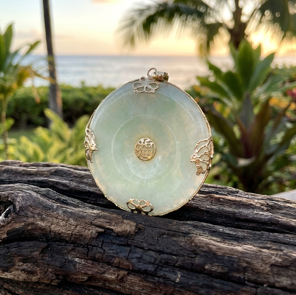 Jadeite "Fu" Good Fortune Pendant