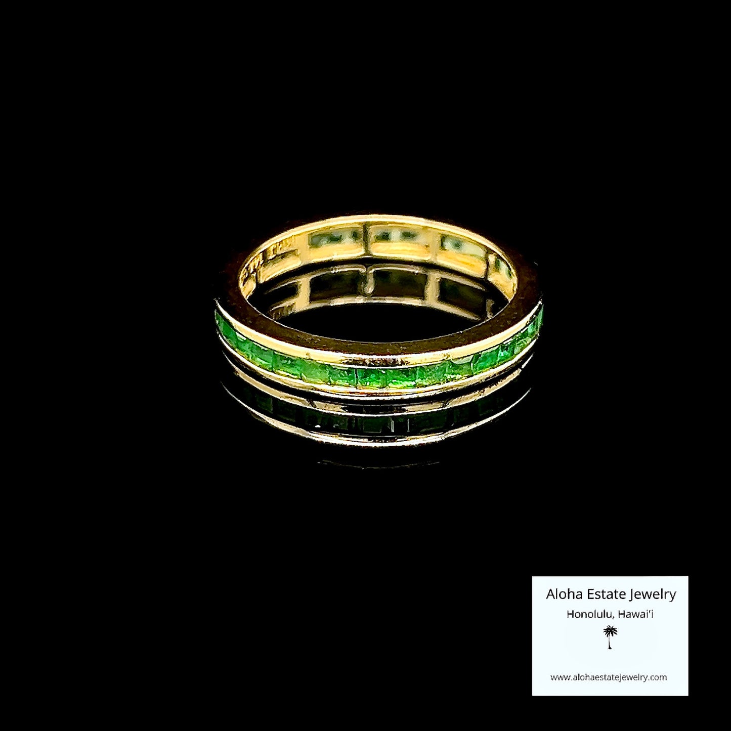 Vintage 14k Eternity Band Inset With Natural Emeralds