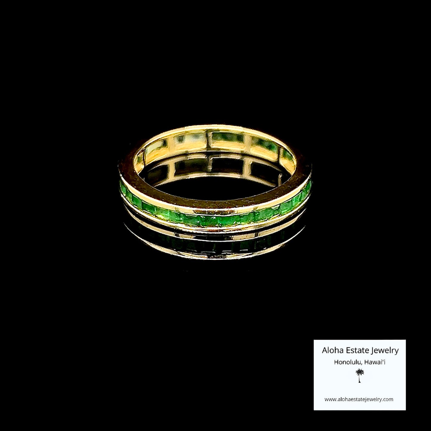 Vintage 14k Eternity Band Inset With Natural Emeralds