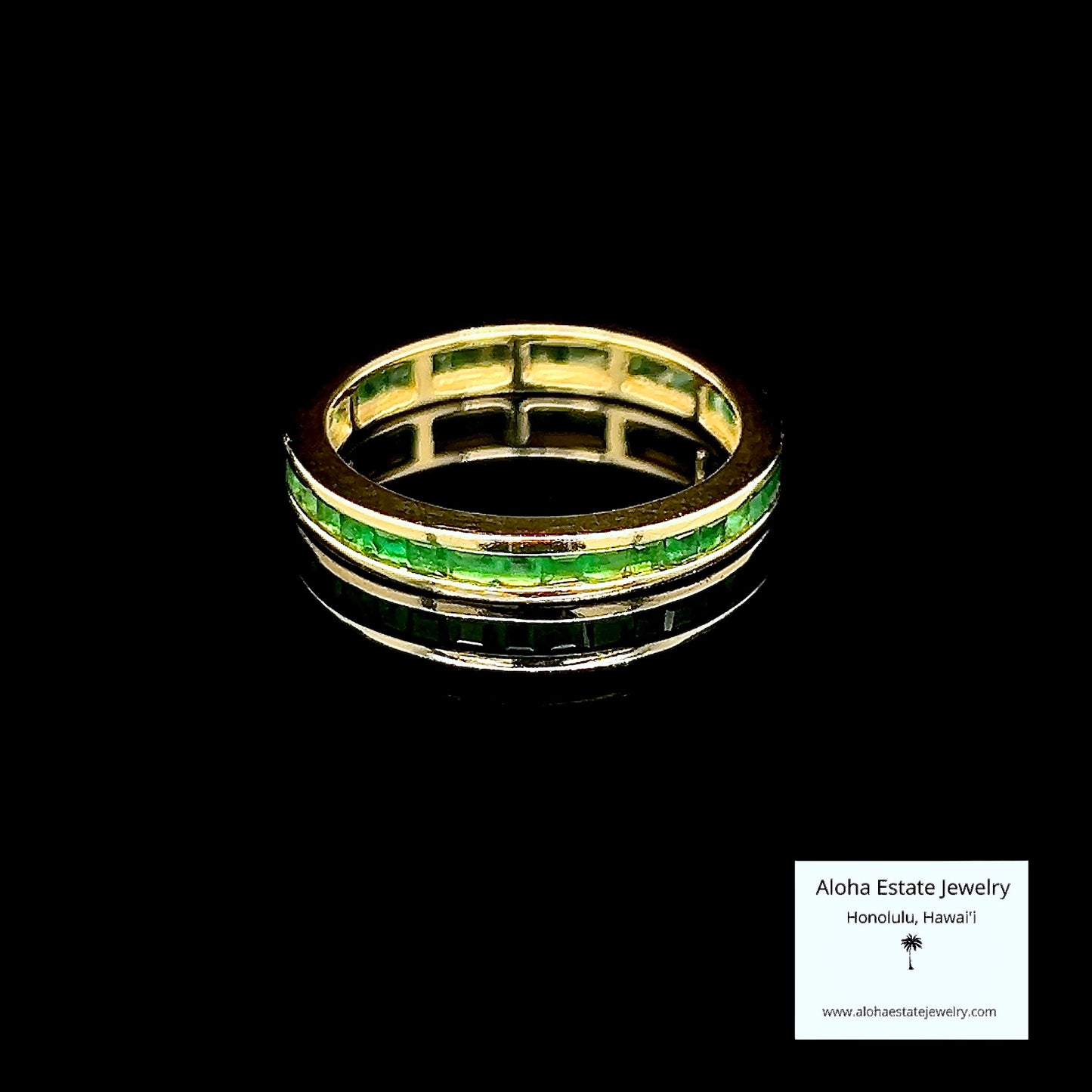 Vintage 14k Eternity Band Inset With Natural Emeralds