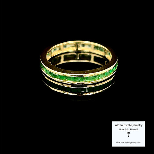 Vintage 14k Eternity Band Inset With Natural Emeralds