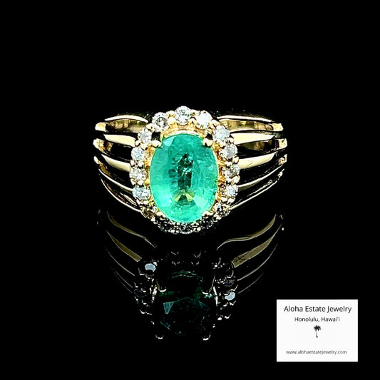 1.3-Carats Columbian Emerald & Diamonds Ring