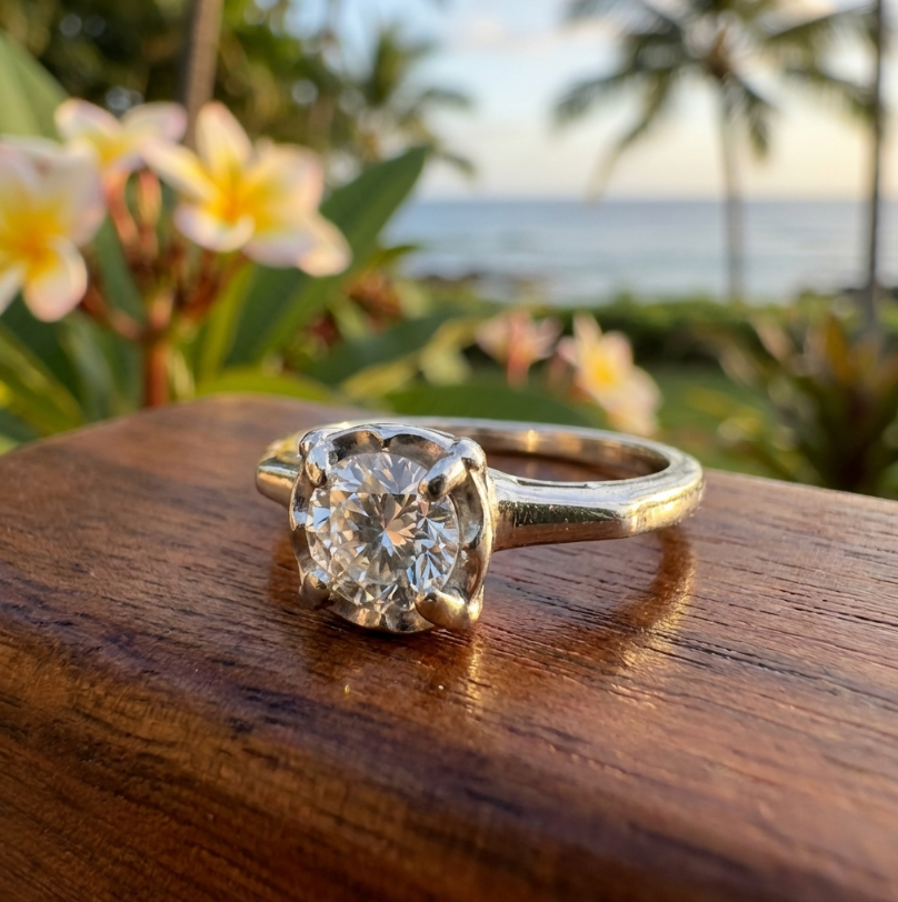1/2-Carat Mid-Century Diamond Solitaire Engagement Ring