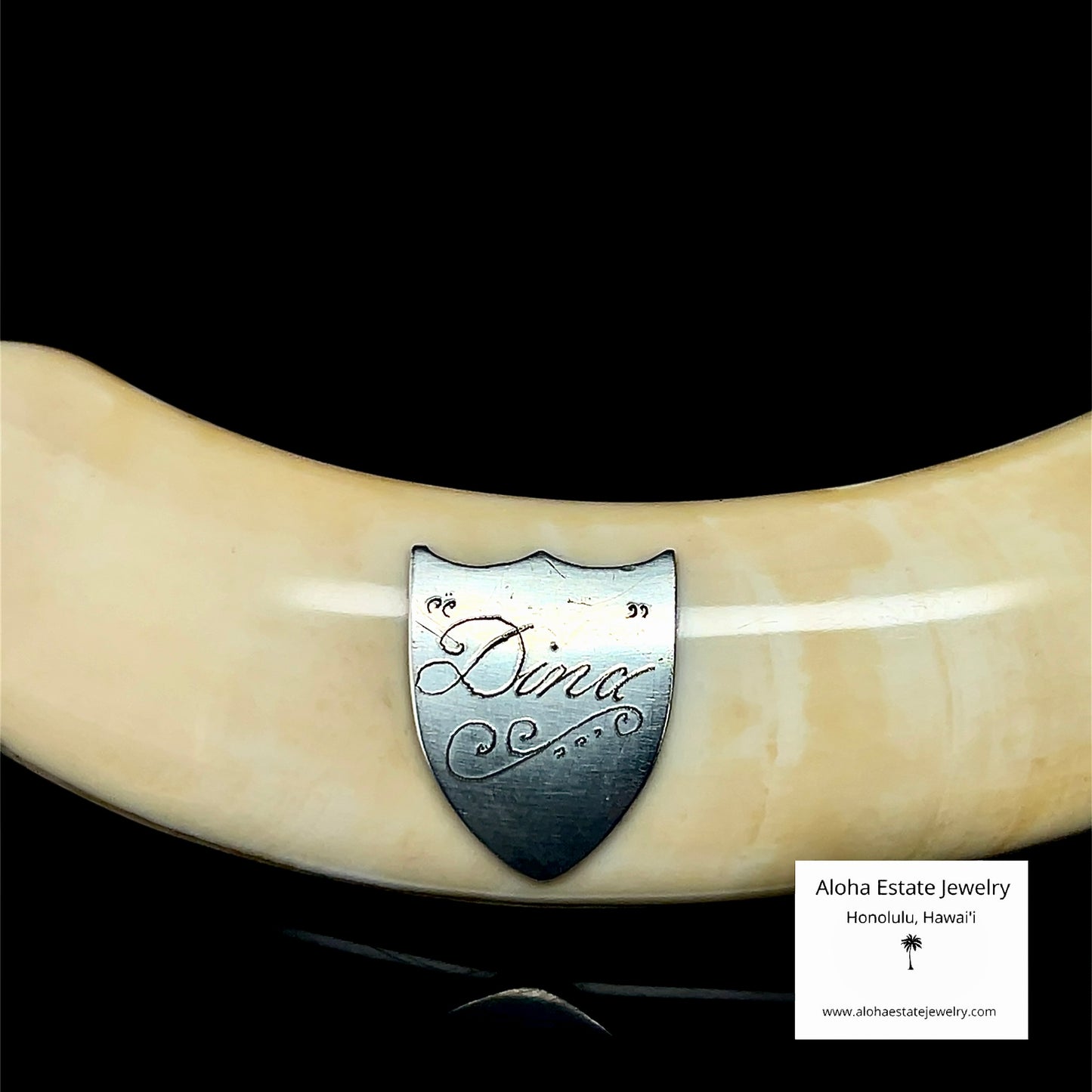 Antique Victorian Hawaiian Boar Tusk Brooch Sterling Silver "Dina"