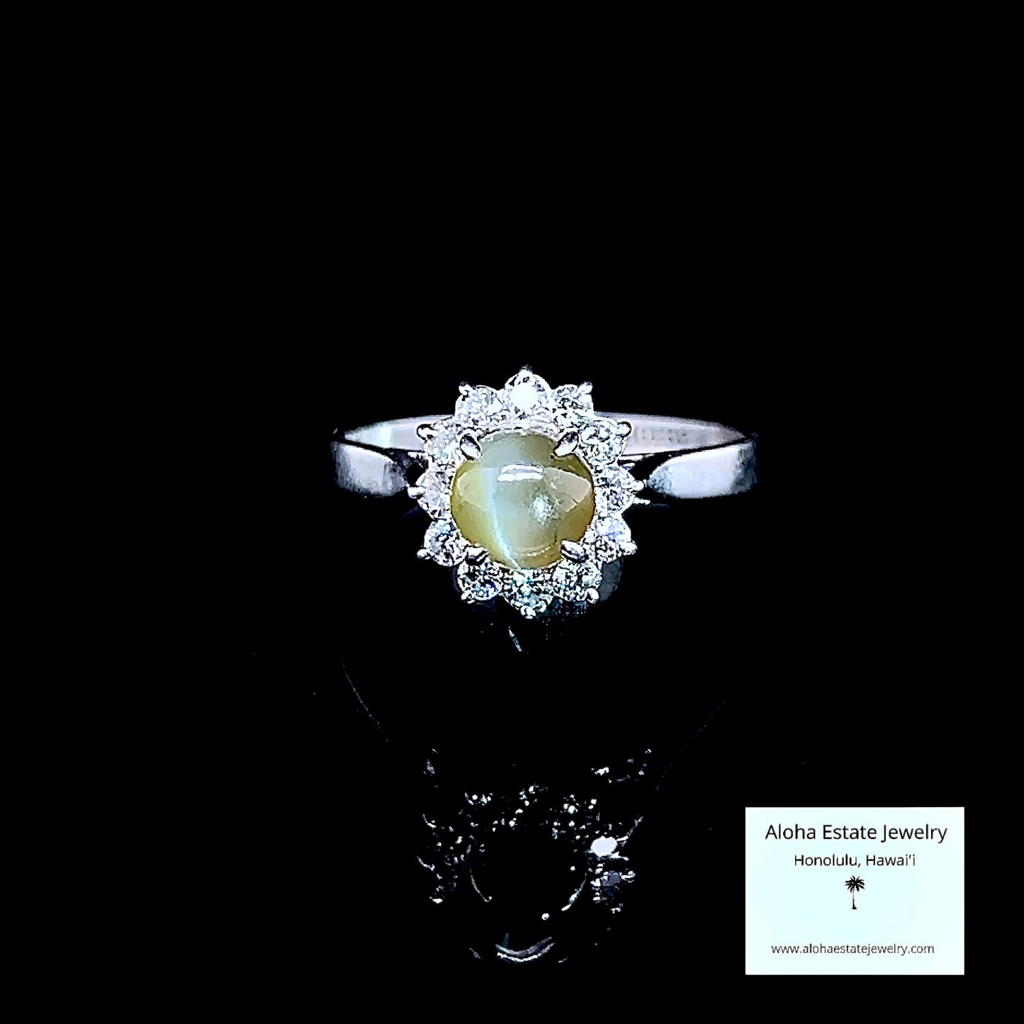 Vintage Chrysoberyl Cat's Eye and Diamonds Ring
