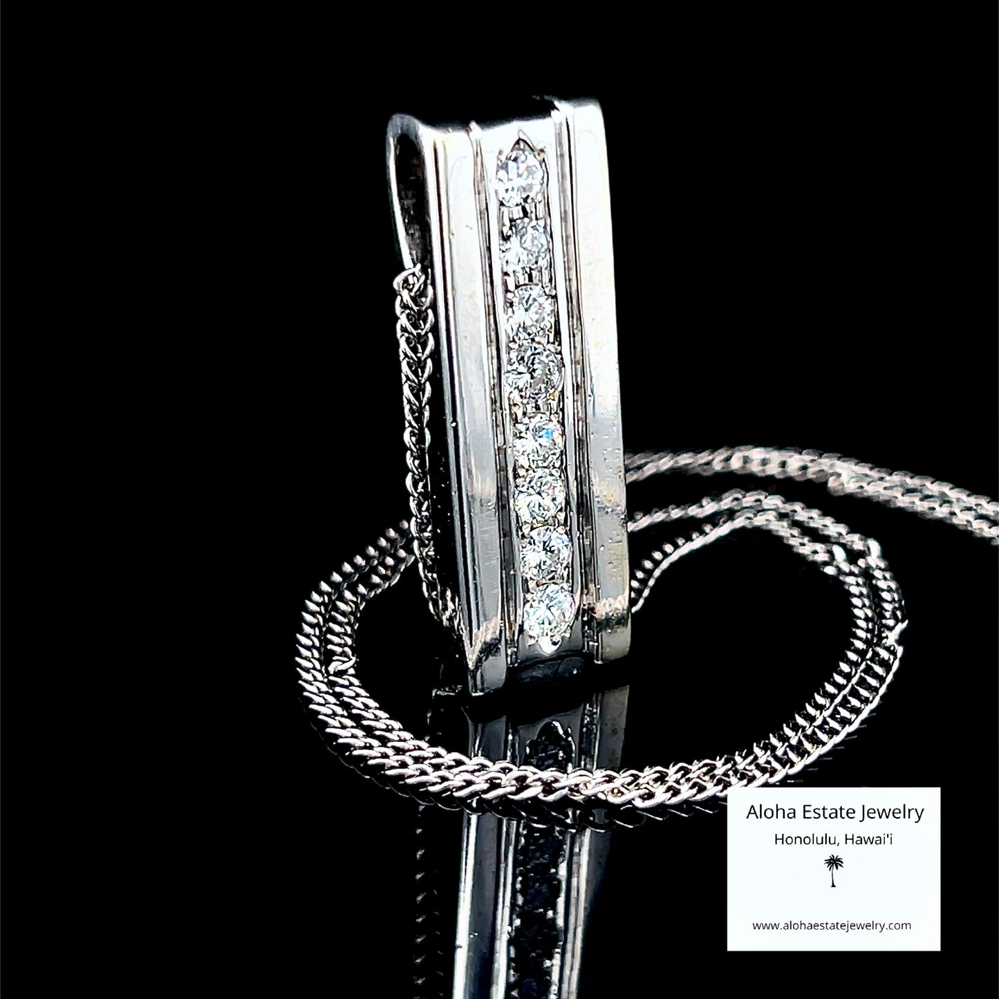 Vintage 1-Carat Diamond Bar Pendant in 14K White Gold