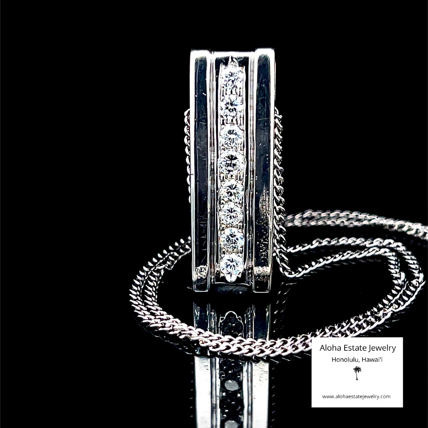 Vintage 1-Carat Diamond Bar Pendant in 14K White Gold