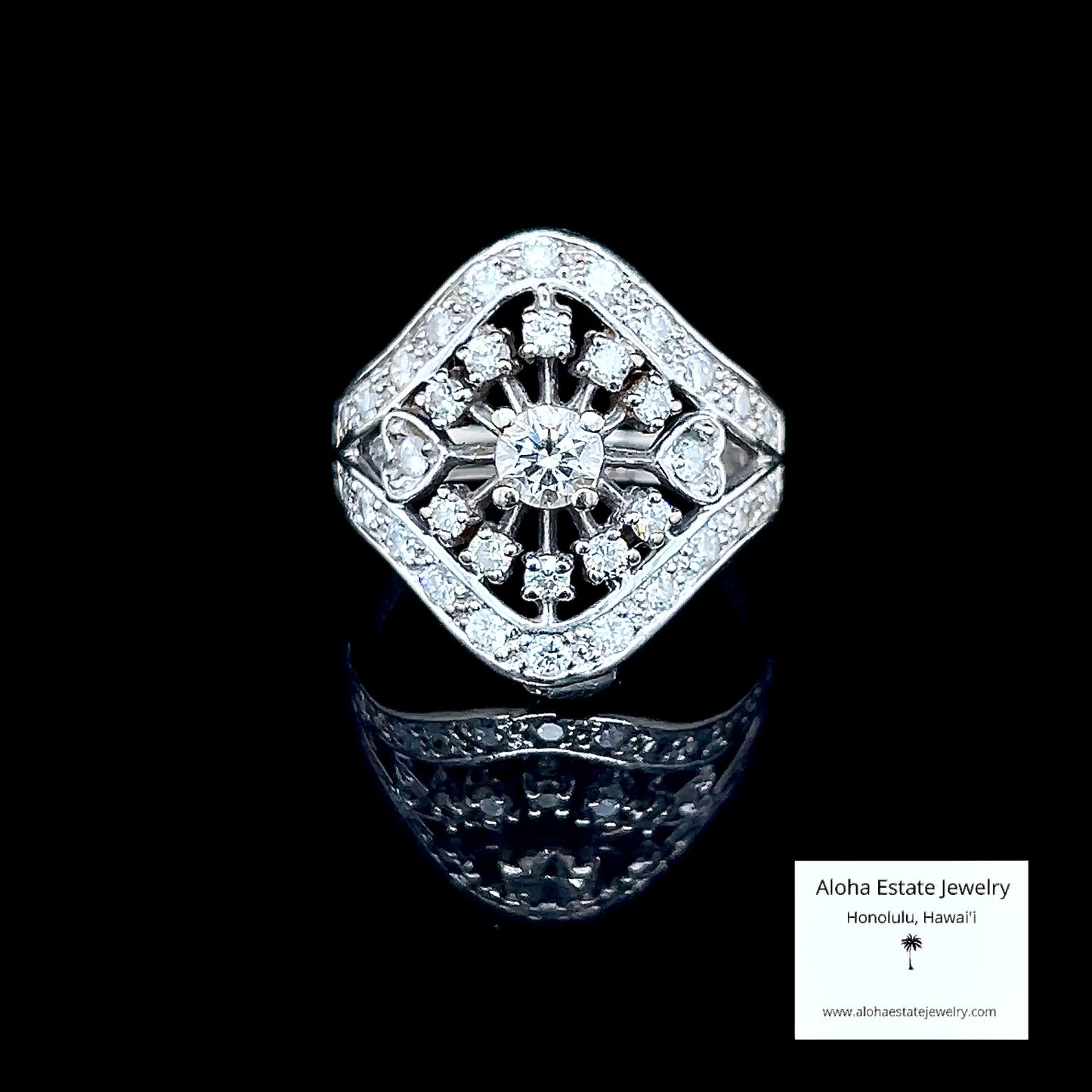 Vintage 14k Diamond Encrusted Dinner Ring