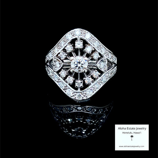 Vintage 14k Diamond Encrusted Dinner Ring