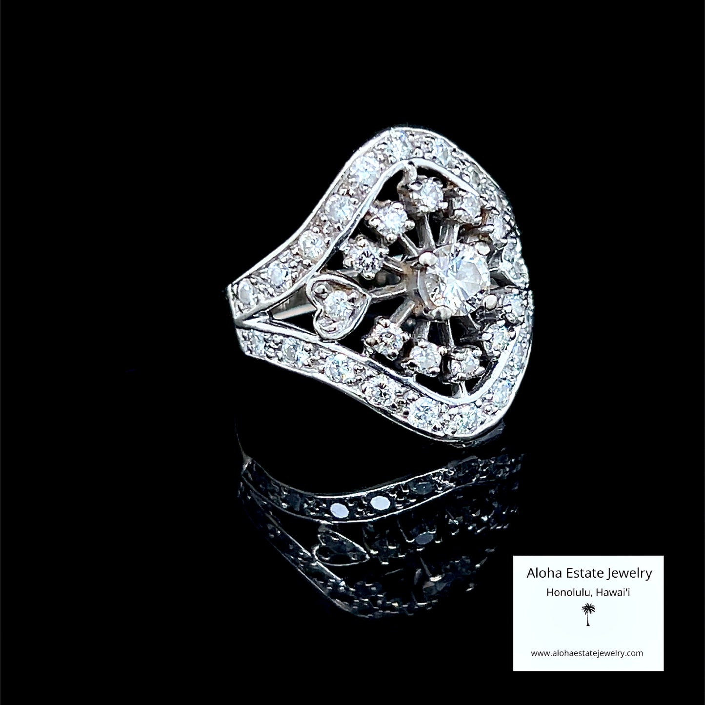 Vintage 14k Diamond Encrusted Dinner Ring