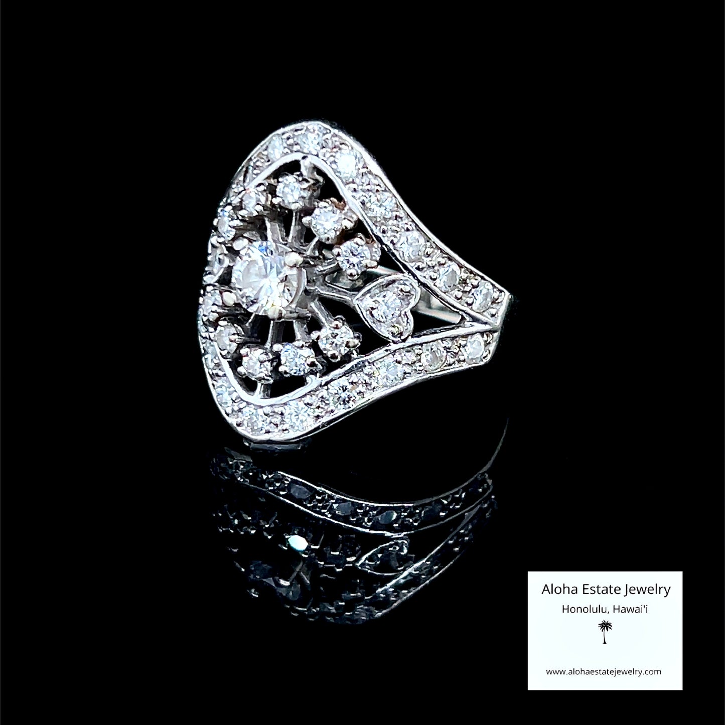 Vintage 14k Diamond Encrusted Dinner Ring