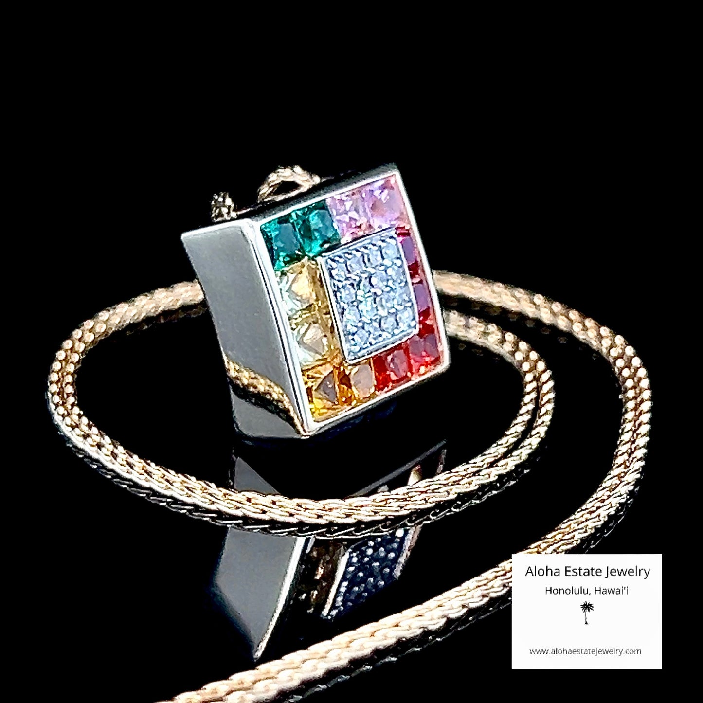 14K R. Klein Multi-Color Gem & Diamond Pendant