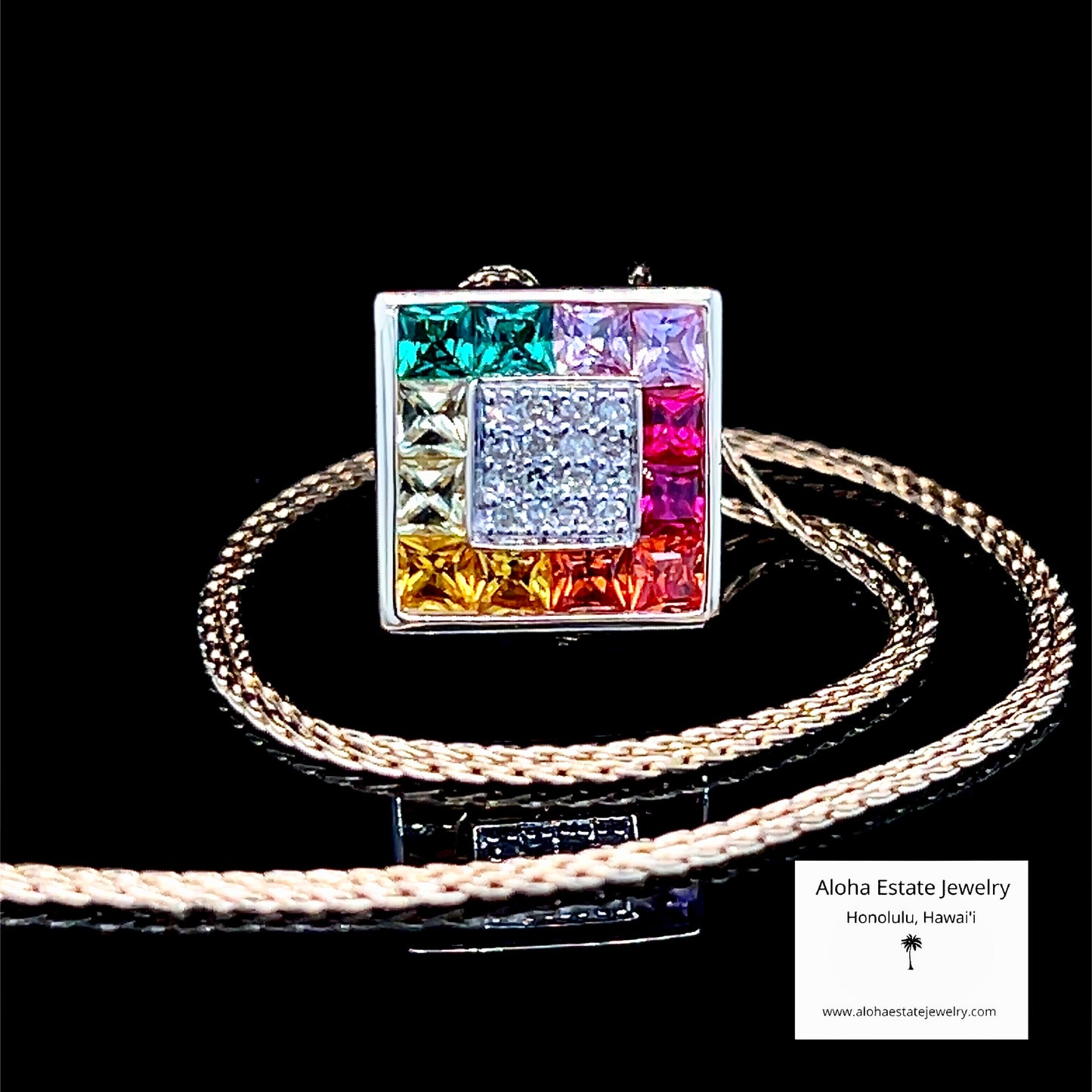 14K R. Klein Multi-Color Gem & Diamond Pendant