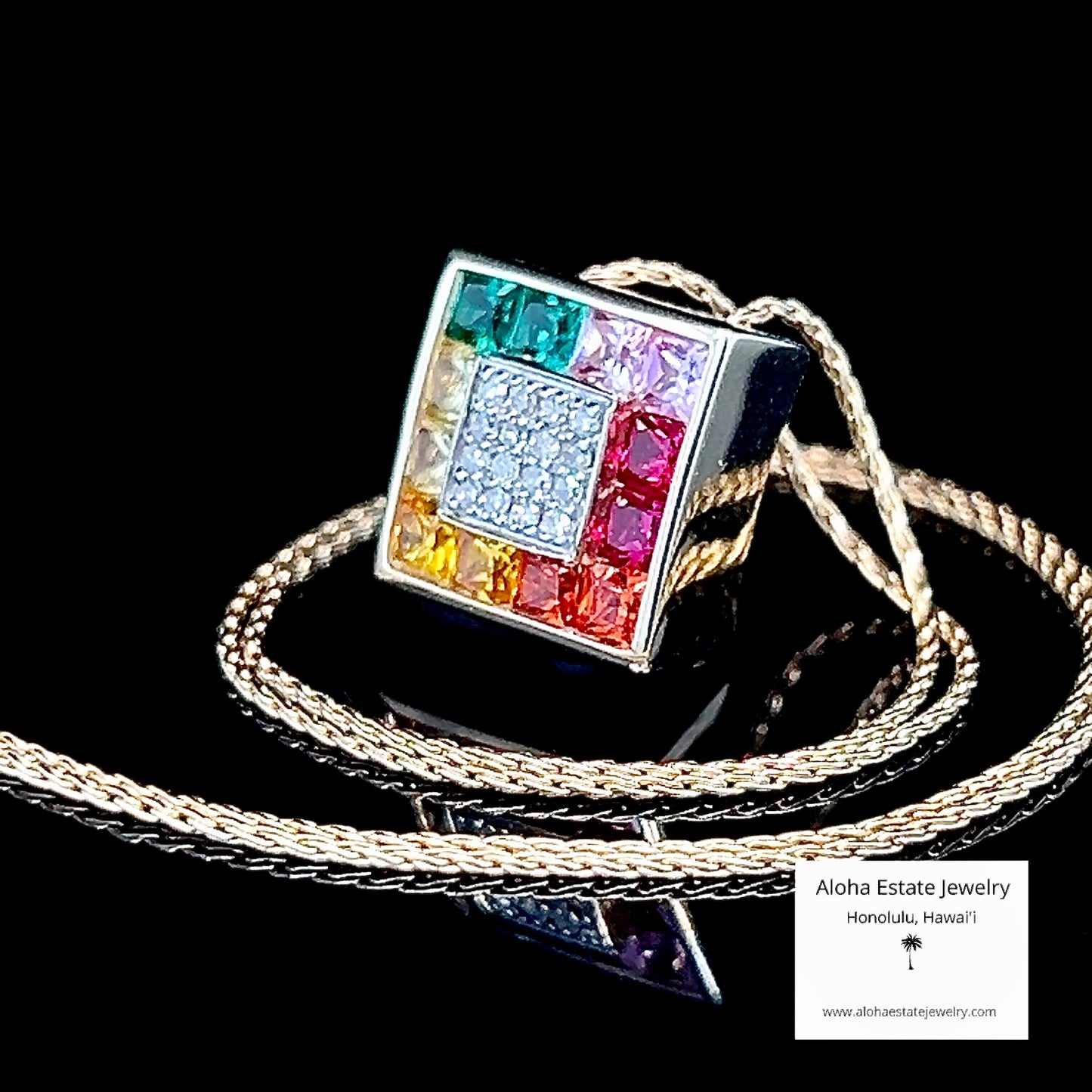 14K R. Klein Multi-Color Gem & Diamond Pendant