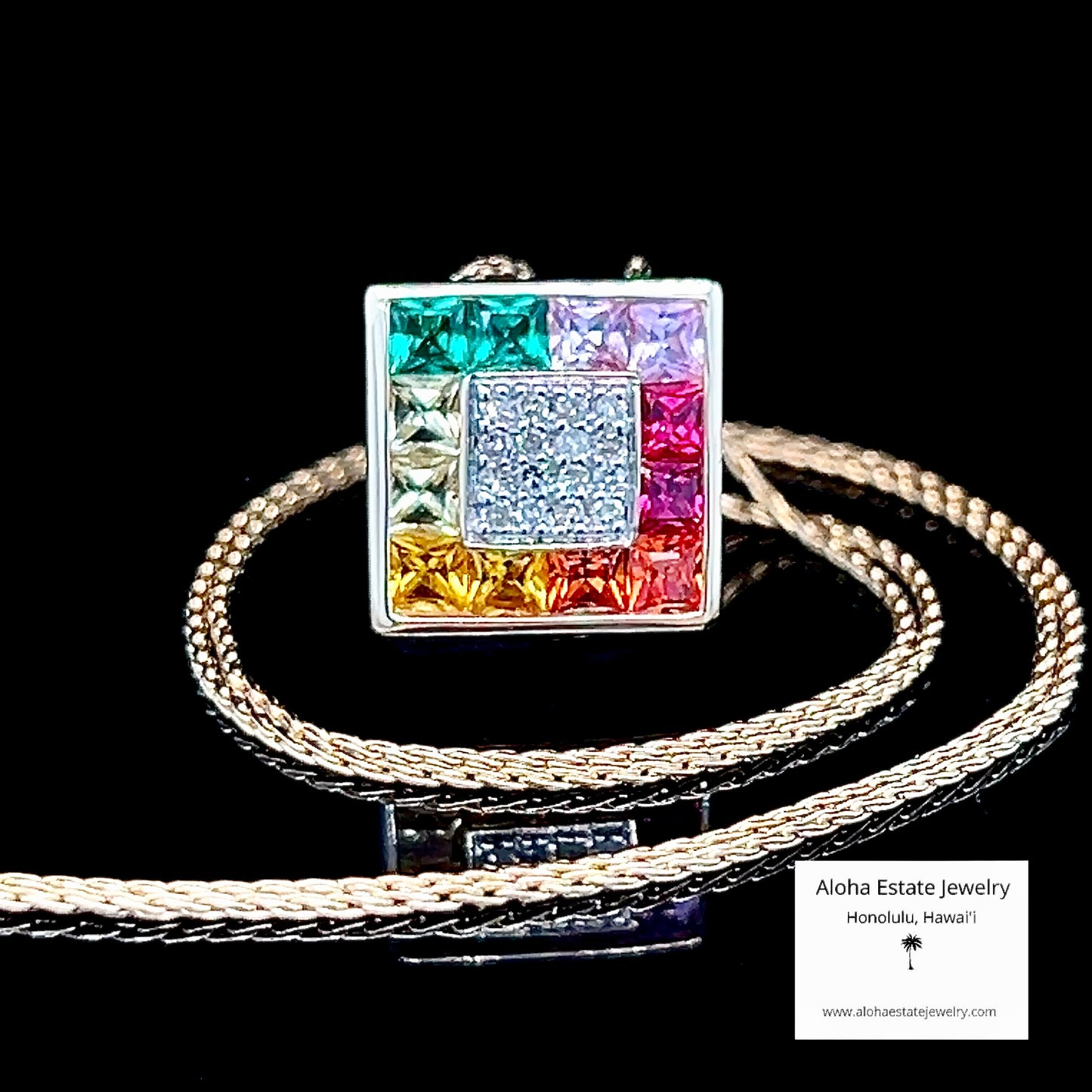 14K R. Klein Multi-Color Gem & Diamond Pendant
